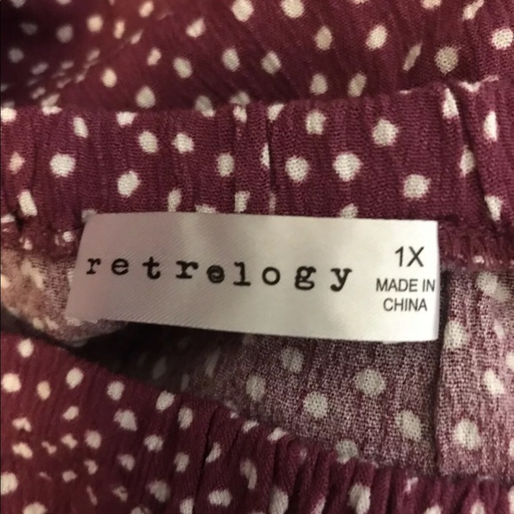 NWT Retrology Boho Woven Top Peasant Blouse S/S Lace Plus SIZE 1X  Berry - Picture 8 of 10